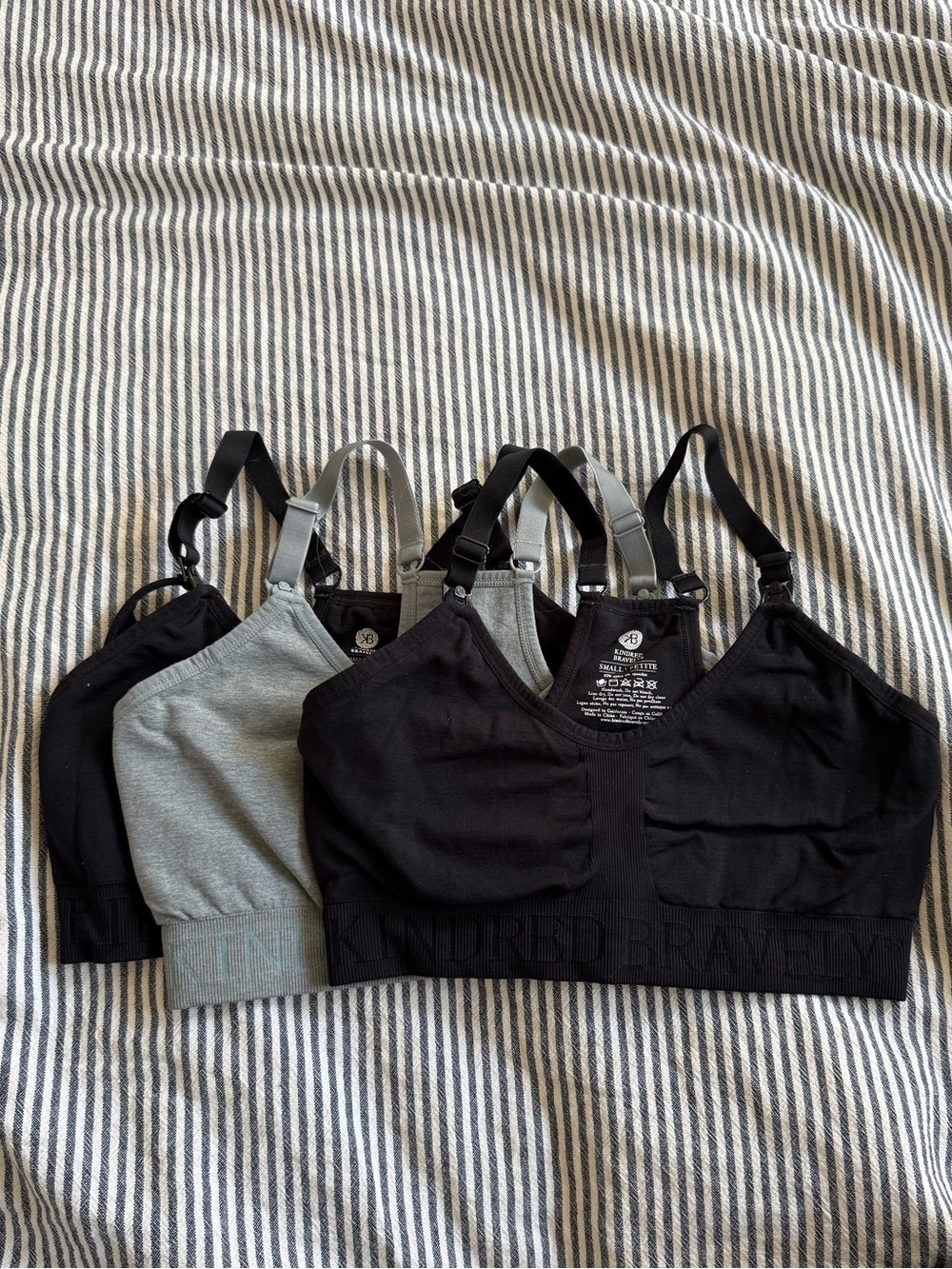 Kindred Bravely Nursing Bras - Black and Gray